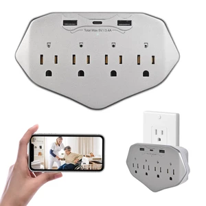 CLAquaXL 1080P WiFi Wall Outlet Camera with 45W Fast Charging, 4 AC Outlets, USB-C & USB-A Charging Ports, Remote Viewing Security Camera with Loop Recording, No Night Vision CLAquaXL 1080P WiFi Wall Outlet Camera with 45W Fast Charging, 4 AC Outlets, USB-C & USB-A Charging Ports, Remote Viewing Security Camera with Loop Recording, No Night Vision