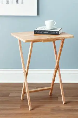 Mainstays Rubberwood Folding TV Tray Table, Natural Mainstays Rubberwood Folding TV Tray Table, Natural