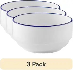 Mainstays Blue Rim Stoneware Bowl (3 Pack) Mainstays Blue Rim Stoneware Bowl (3 Pack)