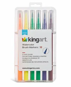 KINGART Studio Watercolor Brush Markers 12 Colors KINGART Studio Watercolor Brush Markers 12 Colors