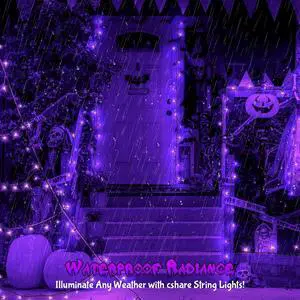cshare Purple String Lights Battry Operated with Timer Waterproof, Halloween String Lights for Outside 16.4ft 50LED Indoor Outdoor Halloween Decorations Garland Party Patio Garden Yard Pathway cshare Purple String Lights Battry Operated with Timer Waterproof, Halloween String Lights for Outside 16.4ft 50LED Indoor Outdoor Halloween Decorations Garland Party Patio Garden Yard Pathway