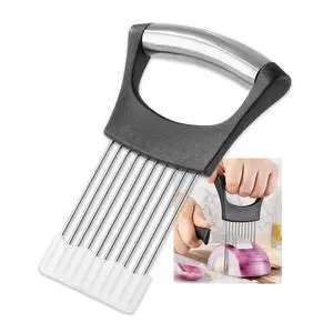 Mumulo Stainless Steel Onion Slicer - Onion Cutter for Slicing and Storing Onions, Tomatoes, Eggs, Vegetables, with Protective Cover, Dishwasher Safe, Black Mumulo Stainless Steel Onion Slicer - Onion Cutter for Slicing and Storing Onions, Tomatoes, Eggs, Vegetables, with Protective Cover, Dishwasher Safe, Black
