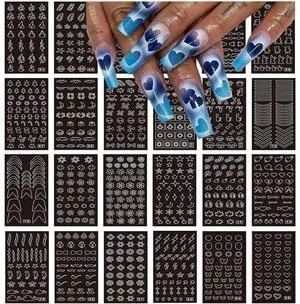 24 Pcs Airbrush Stencil Nail Art Stickers Heart Butterfly Flower Moon Star Hollow French Art Decal Print Template Tool for DIY Nail Decoration 24 Pcs Airbrush Stencil Nail Art Stickers Heart Butterfly Flower Moon Star Hollow French Art Decal Print Template Tool for DIY Nail Decoration
