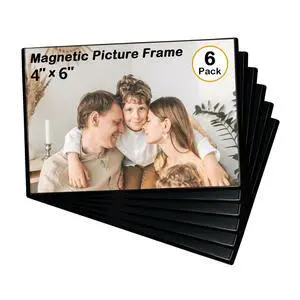 Magnetic Photo Frame, Holds 10.16x15.24cm Photos, Reusable Black Magnet Fridge Photo Sleeve for Refrigerator, Locker, Office Cabinet (Black, 6 Pack) Magnetic Photo Frame, Holds 10.16x15.24cm Photos, Reusable Black Magnet Fridge Photo Sleeve for Refrigerator, Locker, Office Cabinet (Black, 6 Pack)