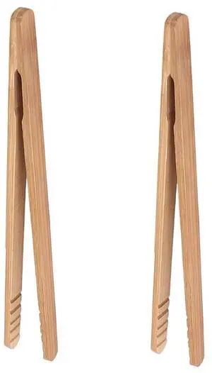 Mini Bamboo Toast Tongs 7Inch, Non-Slip Design, Multi-Purpose for Toast, Bread, Pickles, Sugar, BBQ, Salad, Frying (2 Pack) Mini Bamboo Toast Tongs 7Inch, Non-Slip Design, Multi-Purpose for Toast, Bread, Pickles, Sugar, BBQ, Salad, Frying (2 Pack)