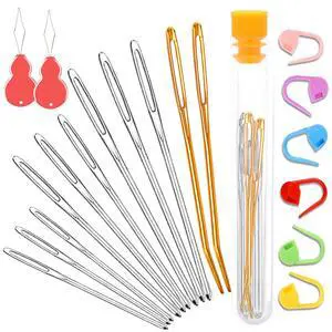19 PCS Knitting Needles Set, Large Eye Blunt Yarn Needles, Darning Needles, Bent Tapestry Needles, Metal Yarn Needles for Crocheting 19 PCS Knitting Needles Set, Large Eye Blunt Yarn Needles, Darning Needles, Bent Tapestry Needles, Metal Yarn Needles for Crocheting