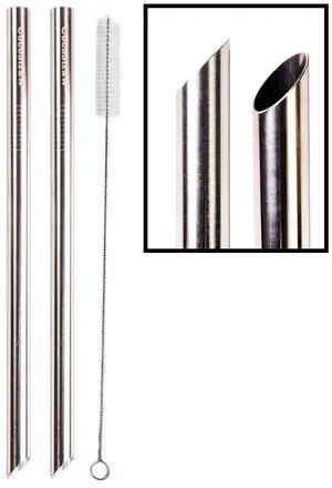 CocoStraw 2 Point End Stainless Steel Extra Wide Boba Straw 1/2 x 9.5in for Tapioca Pearl Bubble Tea CocoStraw 2 Point End Stainless Steel Extra Wide Boba Straw 1/2 x 9.5in for Tapioca Pearl Bubble Tea