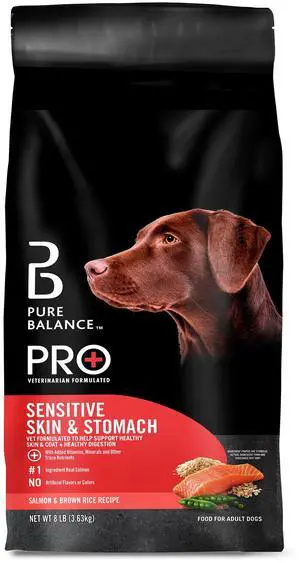 Pure Balance Pro+ Sensitive Skin & Stomach Dog Food, Salmon & Rice Recipe, 8 lb Bag Pure Balance Pro+ Sensitive Skin & Stomach Dog Food, Salmon & Rice Recipe, 8 lb Bag