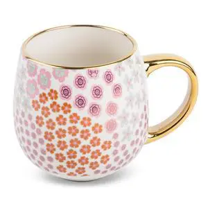Thyme & Table 16oz Stoneware Coffee Mug with Gold Floral Design Thyme & Table 16oz Stoneware Coffee Mug with Gold Floral Design