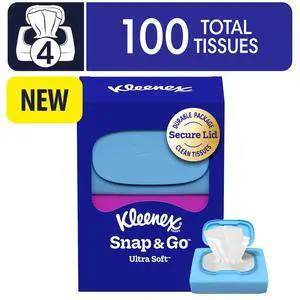 Kleenex Snap & Go Ultra Soft 3-Ply On-The-Go Facial Tissues, 4 Pack Kleenex Snap & Go Ultra Soft 3-Ply On-The-Go Facial Tissues, 4 Pack
