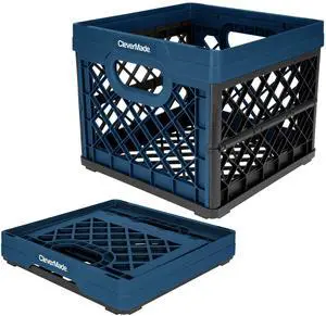 CleverMade Collapsible Eco Plastic Milk Crate, Folding Storage Bin, Ocean Navy, 6.6 gal CleverMade Collapsible Eco Plastic Milk Crate, Folding Storage Bin, Ocean Navy, 6.6 gal