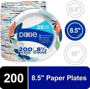 Dixie 8.5" Disposable Paper Plates, Multi-Color, 200 Count Dixie 8.5" Disposable Paper Plates, Multi-Color, 200 Count