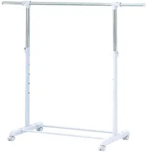 Mainstays Chrome & White Adjustable Metal Rolling Garment Rack Mainstays Chrome & White Adjustable Metal Rolling Garment Rack