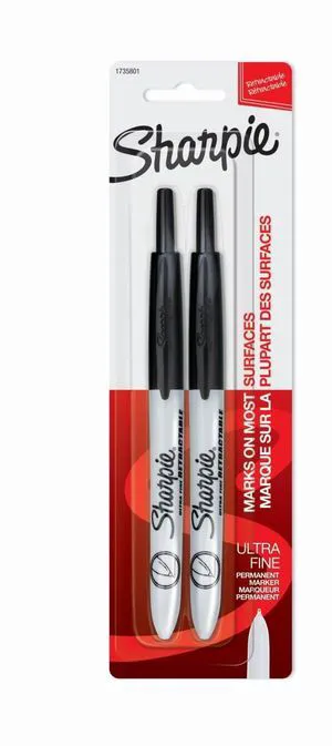 Sharpie Retractable Permanent Markers, Ultra Fine Tip, 2 Count Sharpie Retractable Permanent Markers, Ultra Fine Tip, 2 Count