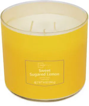 Mainstays 3-Wick Sweet Sugared Lemon Textured Wrap Candle, 14 Ounce Mainstays 3-Wick Sweet Sugared Lemon Textured Wrap Candle, 14 Ounce