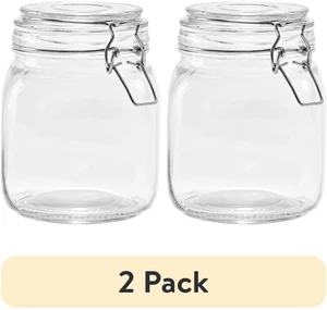 Mainstays 2-Pack 38oz Glass Food Storage Jar Canister with Locking Airtight Lid Mainstays 2-Pack 38oz Glass Food Storage Jar Canister with Locking Airtight Lid