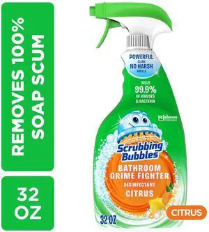 Scrubbing Bubbles Disinfectant Bathroom Shower & Tub Cleaner Grime Fighter Spray, 32 oz, Citrus Scrubbing Bubbles Disinfectant Bathroom Shower & Tub Cleaner Grime Fighter Spray, 32 oz, Citrus