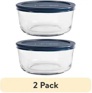 Anchor Hocking 2 Pack 4 Cup Round Glass Food Storage Container with Lid Anchor Hocking 2 Pack 4 Cup Round Glass Food Storage Container with Lid