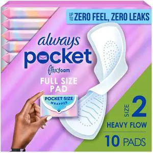Always Pocket with FlexFoam Pads Size 2, Heavy Flow, Wings, 10 Count Always Pocket with FlexFoam Pads Size 2, Heavy Flow, Wings, 10 Count