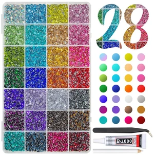 Qiipii 28 Color 4mm Crystal Resin Rhinestones with B7000 Glue, SS16 Flatback, Bedazzler Kit for Nails, Eyes, Face, Makeup, Tumblers, Bottles, Crafts Qiipii 28 Color 4mm Crystal Resin Rhinestones with B7000 Glue, SS16 Flatback, Bedazzler Kit for Nails, Eyes, Face, Makeup, Tumblers, Bottles, Crafts