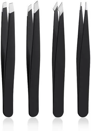 DTDNZKN Stainless Steel Tweezers Set, 4 PCS, Black DTDNZKN Stainless Steel Tweezers Set, 4 PCS, Black