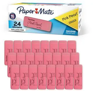 Paper Mate Pink Pearl Erasers, Medium, 24 Count, Back to School Classroom Teacher Supplies Paper Mate Pink Pearl Erasers, Medium, 24 Count, Back to School Classroom Teacher Supplies
