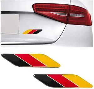 Dickno 2 PCS 3D Tricolor Flag Emblem, Aluminum Car Front Fender Badge, Universal Exterior Decor Accessories for All Vehicles (Germany) Dickno 2 PCS 3D Tricolor Flag Emblem, Aluminum Car Front Fender Badge, Universal Exterior Decor Accessories for All Vehicles (Germany)