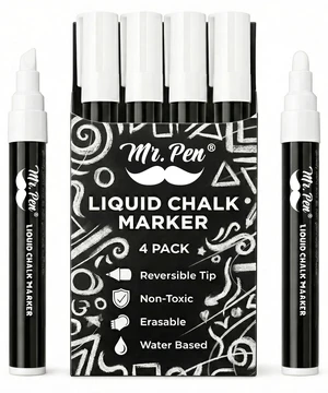 Mr. Pen Liquid Chalk Marker Pen, 4 Pack, 8 Labels Mr. Pen Liquid Chalk Marker Pen, 4 Pack, 8 Labels