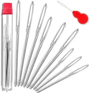ORRDICE Large-Eye Blunt Needles, Stainless Steel, for Yarn Knitting, Sewing, Weaving, Stringing, Crochet Finishing, 9 Pieces ORRDICE Large-Eye Blunt Needles, Stainless Steel, for Yarn Knitting, Sewing, Weaving, Stringing, Crochet Finishing, 9 Pieces