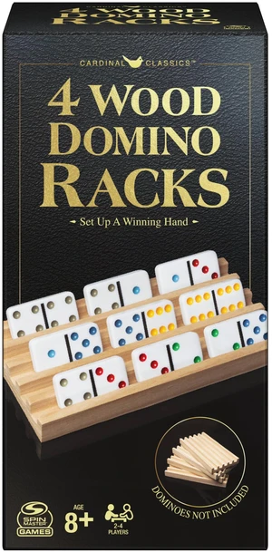 Spin Master Games Wooden Domino Racks Set of 4 Trays Classic Board Game Spin Master Games Wooden Domino Racks Set of 4 Trays Classic Board Game