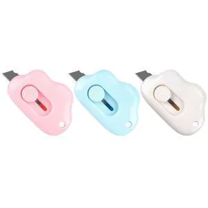 3 Pack Retractable Box Cutter Letter Opener, Adorable Cloud Tiny Envelope Slitter, for Key Chain Pocket Bag Package Envelope Mail Letter Box, 2.24x1.5x0.55in 3 Pack Retractable Box Cutter Letter Opener, Adorable Cloud Tiny Envelope Slitter, for Key Chain Pocket Bag Package Envelope Mail Letter Box, 2.24x1.5x0.55in