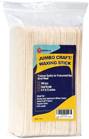 Apremont 100 Piece 6 Inch Jumbo Wooden Craft Sticks, Natural Organic Wood for Waxing, Craft Project, Tongue Depressor, Popsicle, Ice Cream Stick, Paint Stirrer and Art Apremont 100 Piece 6 Inch Jumbo Wooden Craft Sticks, Natural Organic Wood for Waxing, Craft Project, Tongue Depressor, Popsicle, Ice Cream Stick, Paint Stirrer and Art