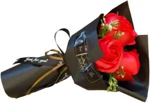 Artificial Rose Bouquet, Red 3 Heads, Soap Flower Petals, Valentine's Day Gifts for Women, Best Friend, Girlfriend, Birthday, Christmas, from Daughter Son Husband Artificial Rose Bouquet, Red 3 Heads, Soap Flower Petals, Valentine's Day Gifts for Women, Best Friend, Girlfriend, Birthday, Christmas, from Daughter Son Husband