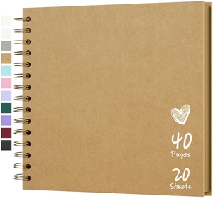 Scrapbook Photo Album 8"x8" 20 Sheets 40 Pages Hardcover Kraft Paper Khaki Scrapbook Photo Album 8"x8" 20 Sheets 40 Pages Hardcover Kraft Paper Khaki