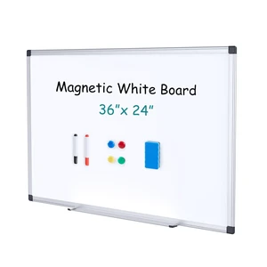 OLIXIS Magnetic White Board 36"x24" with 1 Dry Eraser, 2 Multicolor Markers, 4 Magnetic Pins, Aluminium Frame for Home, School, Office, White OLIXIS Magnetic White Board 36"x24" with 1 Dry Eraser, 2 Multicolor Markers, 4 Magnetic Pins, Aluminium Frame for Home, School, Office, White