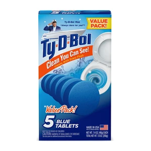 Ty-D-Bol Toilet Bowl Cleaner Tablets, Unscented, 5 Blue Ty-D-Bol Toilet Bowl Cleaner Tablets, Unscented, 5 Blue