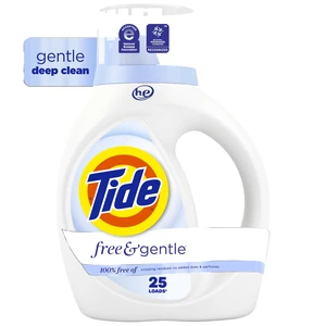Tide Free & Gentle Laundry Detergent Liquid, Hypoallergenic, Unscented, for Sensitive Skin, 34 fl oz, 25 Loads Tide Free & Gentle Laundry Detergent Liquid, Hypoallergenic, Unscented, for Sensitive Skin, 34 fl oz, 25 Loads