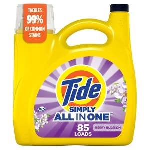 Tide Simply Liquid Laundry Detergent, Clean & Fresh, Berry Blossom Scent, 85 Loads, 107 fl oz Tide Simply Liquid Laundry Detergent, Clean & Fresh, Berry Blossom Scent, 85 Loads, 107 fl oz