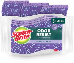 Scotch-Brite Odor Resist Scrub Sponges, Non-Scratch, Rinses Clean, 3 Pack Scotch-Brite Odor Resist Scrub Sponges, Non-Scratch, Rinses Clean, 3 Pack