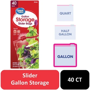 Great Value Fresh Seal Slider Zipper Storage Bags, Gallon, 40 Count Great Value Fresh Seal Slider Zipper Storage Bags, Gallon, 40 Count