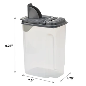 Mainstays 3.5qt Plastic All-Purpose Food Dispenser, Clear with Gray Lid, 1 Each, 7.5in x 3.75in x 9.25in Mainstays 3.5qt Plastic All-Purpose Food Dispenser, Clear with Gray Lid, 1 Each, 7.5in x 3.75in x 9.25in