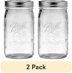 Ball Glass Mason Jar With Lid & Band, Wide Mouth, 32 Oz, 2 Pack Ball Glass Mason Jar With Lid & Band, Wide Mouth, 32 Oz, 2 Pack