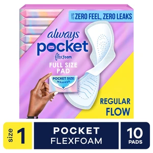 Always Pocket with FlexFoam Pads, Size 1, Regular, Wings, 12 Count Always Pocket with FlexFoam Pads, Size 1, Regular, Wings, 12 Count