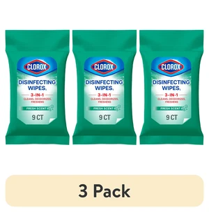 Clorox Disinfecting Cleaning Wipes to Go Pack, 3Pack, Bleach Free, Fresh Scent, 9Count Clorox Disinfecting Cleaning Wipes to Go Pack, 3Pack, Bleach Free, Fresh Scent, 9Count