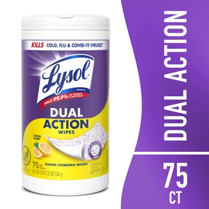 Lysol Dual Action Disinfectant Wipes, Multi-Surface Antibacterial Scrubbing, Citrus Scent, 75 Count Lysol Dual Action Disinfectant Wipes, Multi-Surface Antibacterial Scrubbing, Citrus Scent, 75 Count