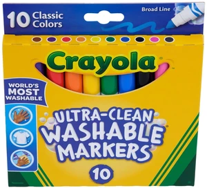 Crayola Ultra-Clean Washable Broad Line Markers, 10 Count, Back to School Supplies, Classroom Essentials for Teachers, Gift, Ages 3+ Crayola Ultra-Clean Washable Broad Line Markers, 10 Count, Back to School Supplies, Classroom Essentials for Teachers, Gift, Ages 3+