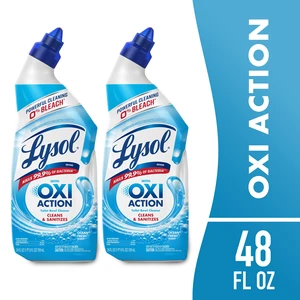Lysol OXI Action Toilet Bowl Cleaner Clinging Gel, Sanitizing Stain Remover, Bleach Free, 24 fl oz (2 Pack) Lysol OXI Action Toilet Bowl Cleaner Clinging Gel, Sanitizing Stain Remover, Bleach Free, 24 fl oz (2 Pack)