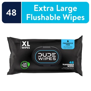 DUDE Wipes Flushable Wipes, XL Unscented Wet Wipes, 48 Count DUDE Wipes Flushable Wipes, XL Unscented Wet Wipes, 48 Count
