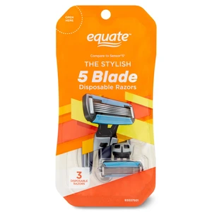 Equate Men's 5-Blade Disposable Razors, 3 Count Equate Men's 5-Blade Disposable Razors, 3 Count
