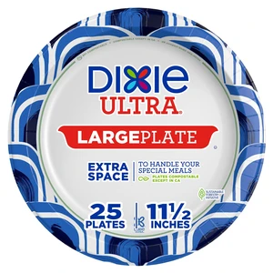 Dixie Ultra Heavy Duty Paper Plates, 11-Inch Large, 25 Count, 3X Stronger* Dixie Ultra Heavy Duty Paper Plates, 11-Inch Large, 25 Count, 3X Stronger*
